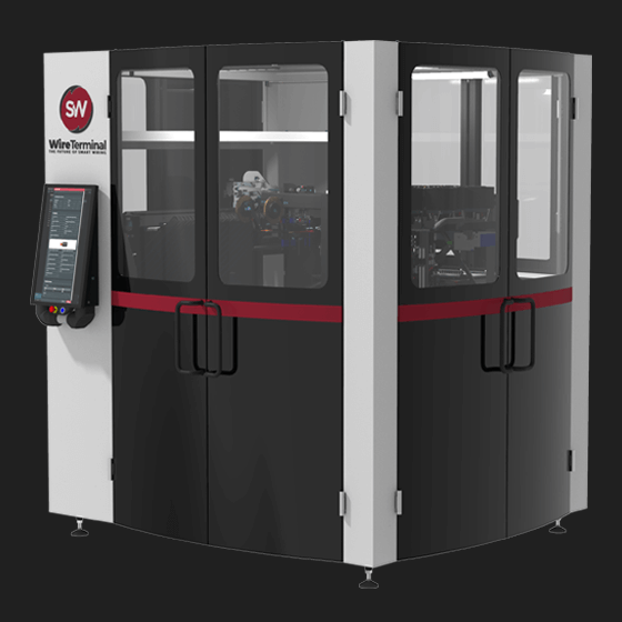 Fully automatic wire assembly machine WireTerminal C3010 for switch cabinet construction with 5-fold crimper 0.5-6mm²